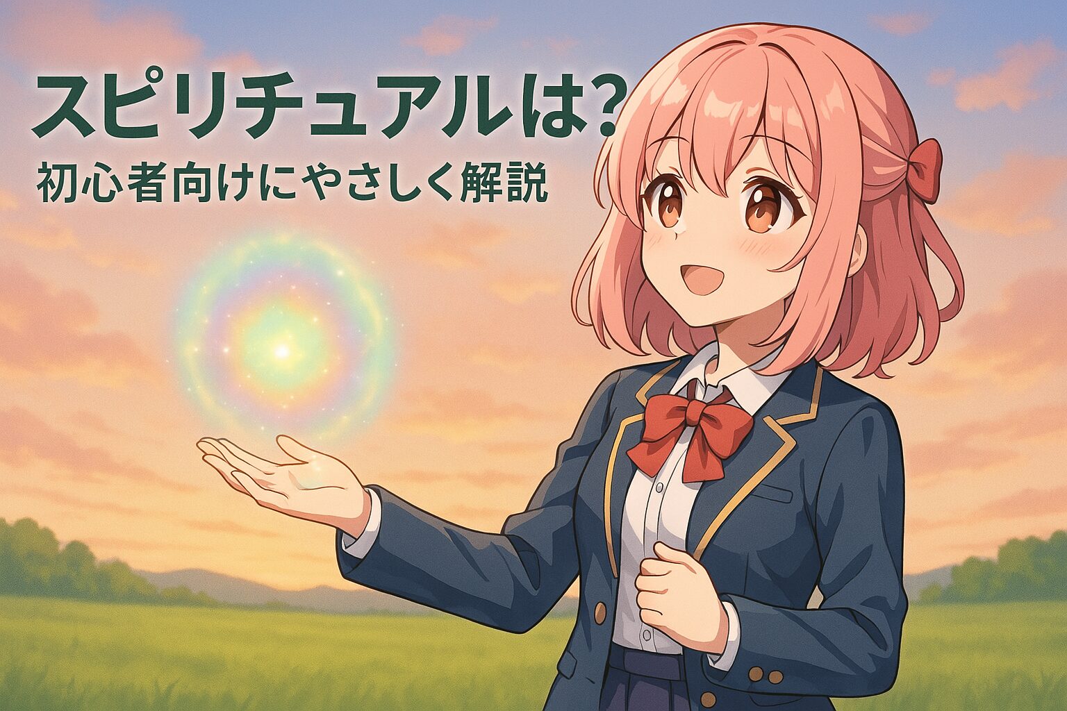 スピリチュアル初心者向けガイドを紹介するさくらが案内する、やさしく親しみやすいイメージ