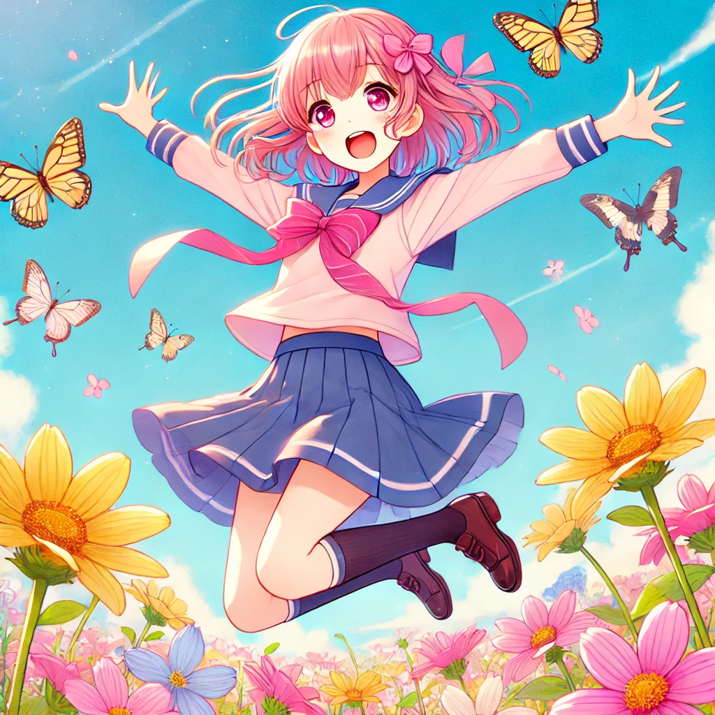 アゲハチョウが幸運のサインであることを元気に伝えるさくら
